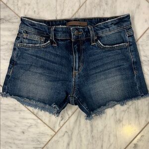 Joe's Blue Denim Shorts with Frayed Hem